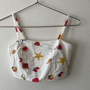 Midnight Sky • Linen Blend Crop Tank in Summer Beach